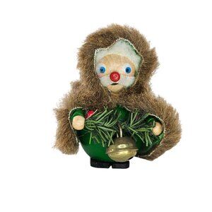 Steinbach Santa Father Christmas Ornament Green Fur Trim Handmade Germany